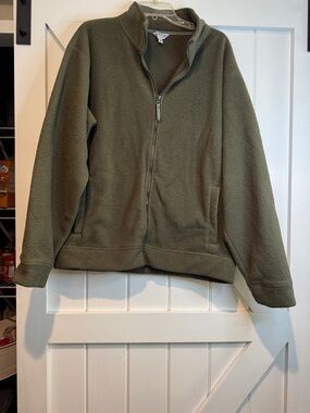 Orvis Olive Green Fleece Zip-Up Jacket